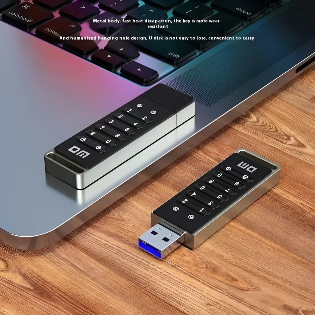 64GB fingerprint security USB flash drive with metal casing and digital encryption button