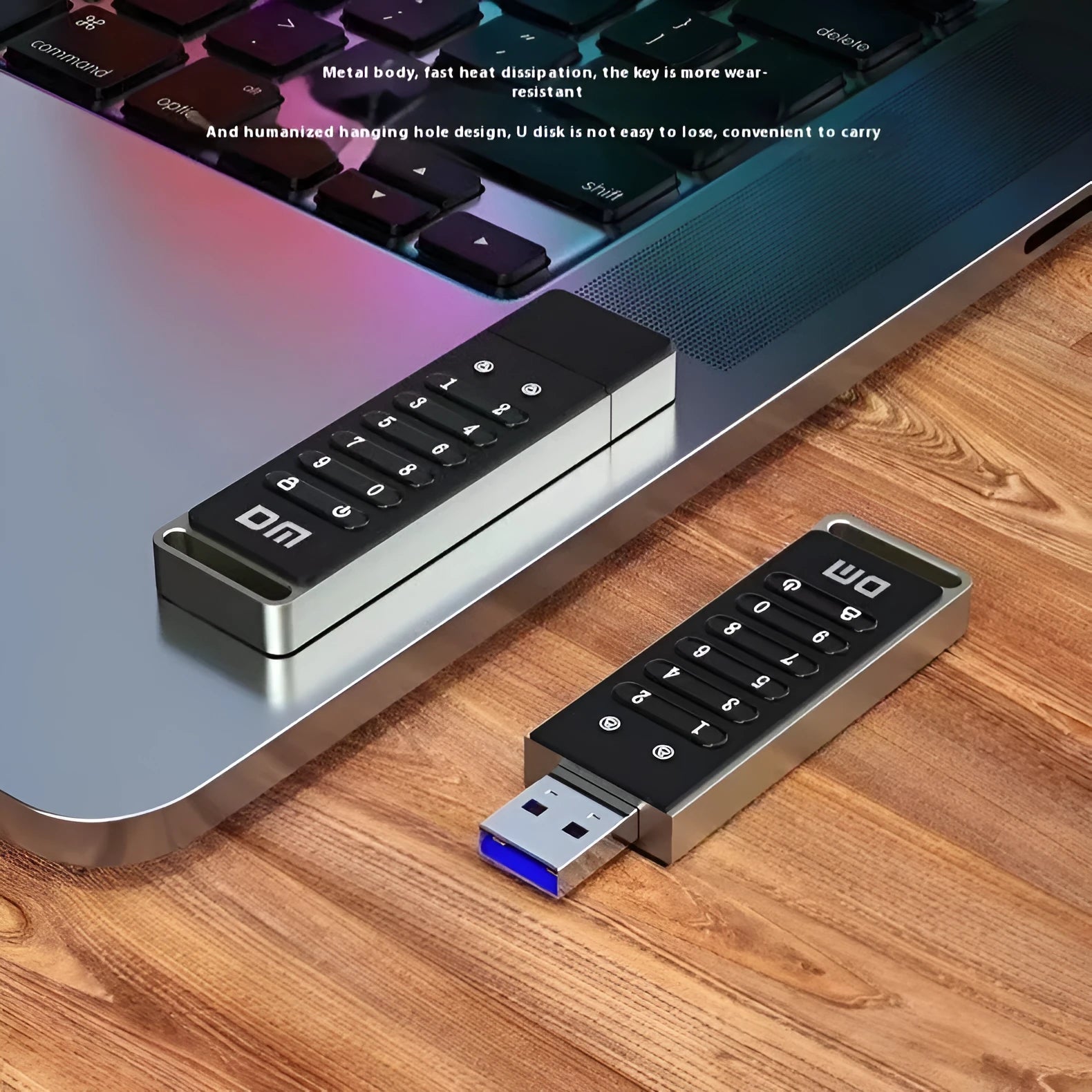 64GB fingerprint security USB flash drive with metal casing and digital encryption button