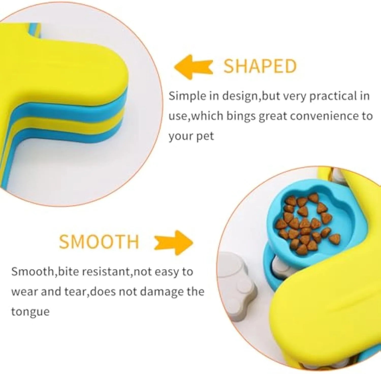 Yellow three-layer rotating dog puzzle feeder with anti-slip base for interactive feeding