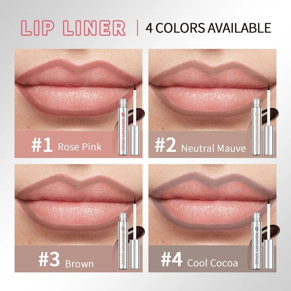 Matte finish pointed toe lip liner with tear and pull mechanism in Rose Pink shade