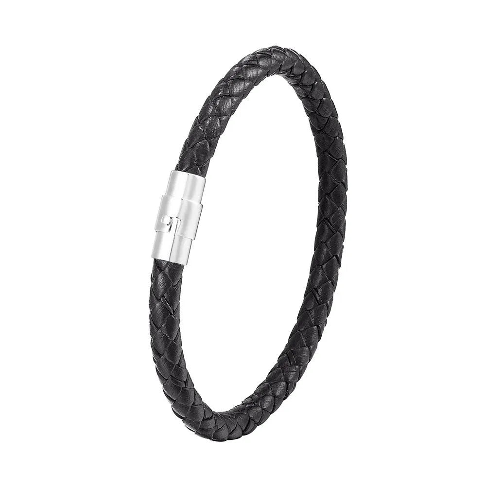 Titanium steel wire bracelet with magnetic clasp in a geometric line design on a wrist.