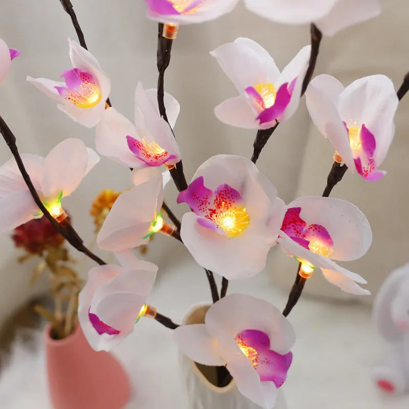 65cm pink LED phalaenopsis branch decorative light with fabric and plastic construction
