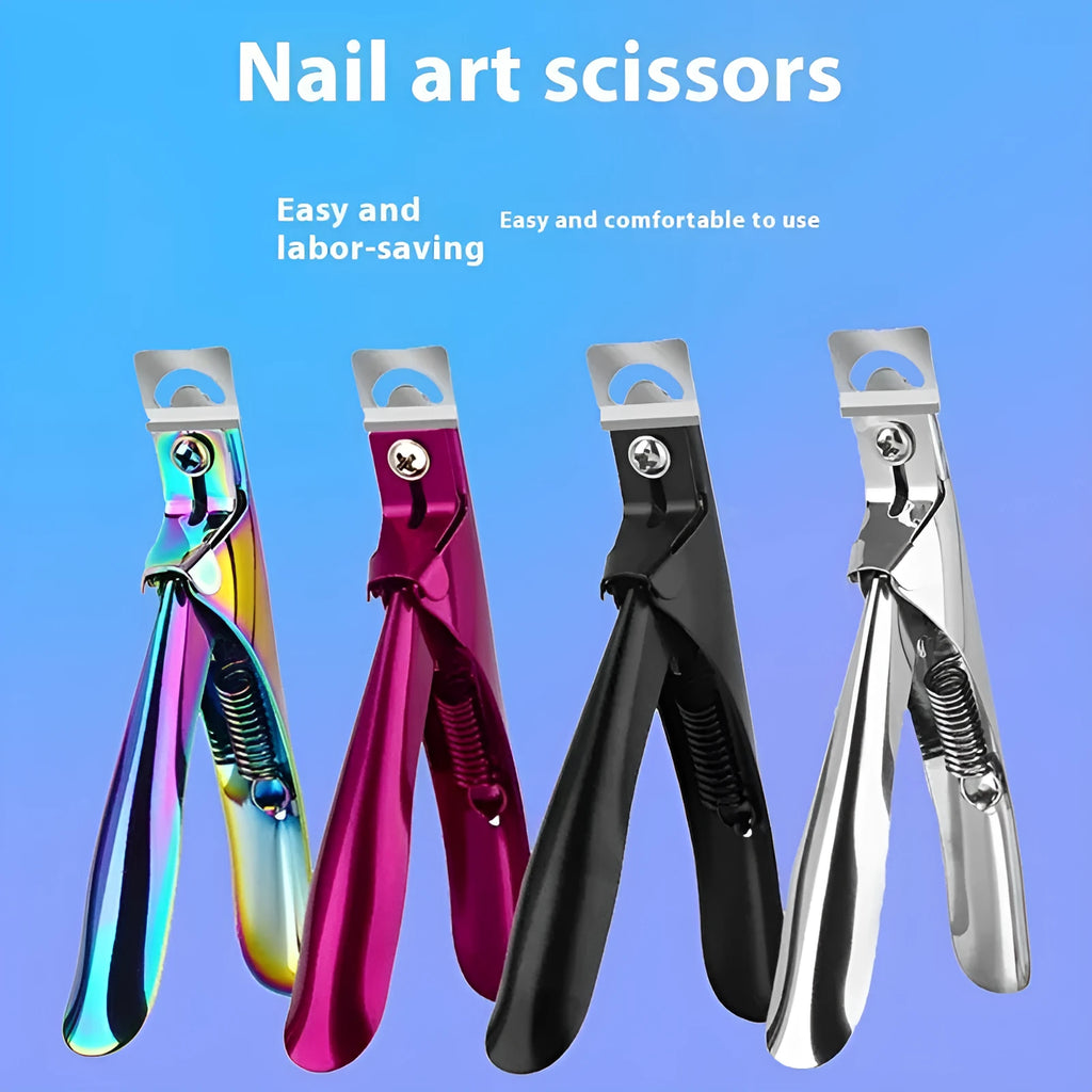 Titanium French manicure scissors with U-shaped tip and stainless steel construction
