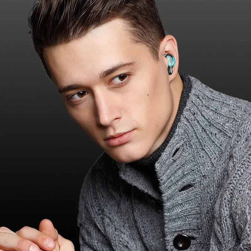 Black Bluetooth in-ear gaming headset with wireless design for mobile gaming