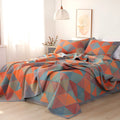 Three-piece cotton gauze bed blanket set with botanical floral pattern showing blanket and two pillowcases