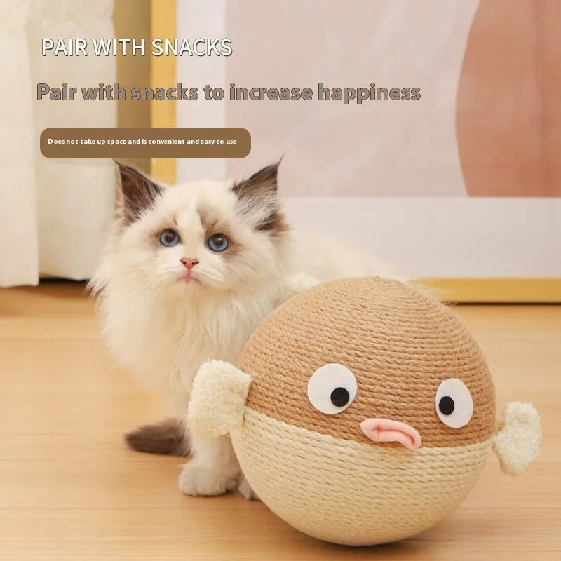 15cm cube puffer leakage food feeder pet toy made from sisal hemp strips