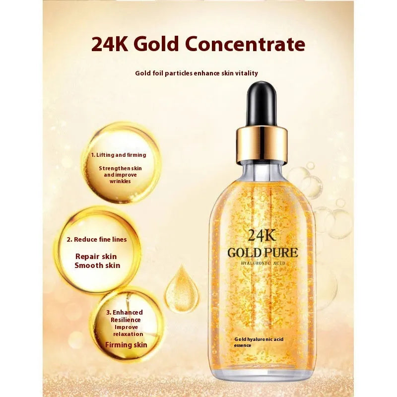 24K nicotinamide facial essence liquid with hyaluronic acid and ginseng extract in 100g packaging