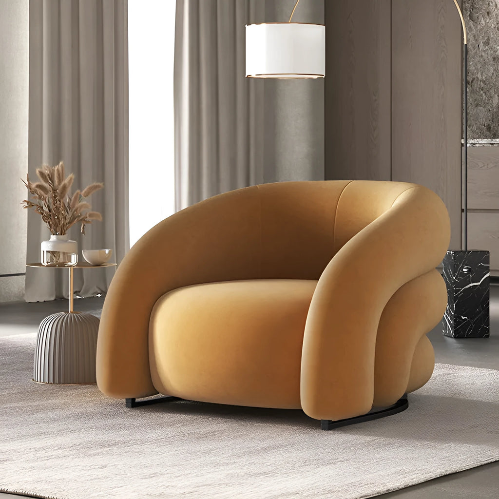 Modern Nordic lazy sofa with solid wood frame and soft upholstery