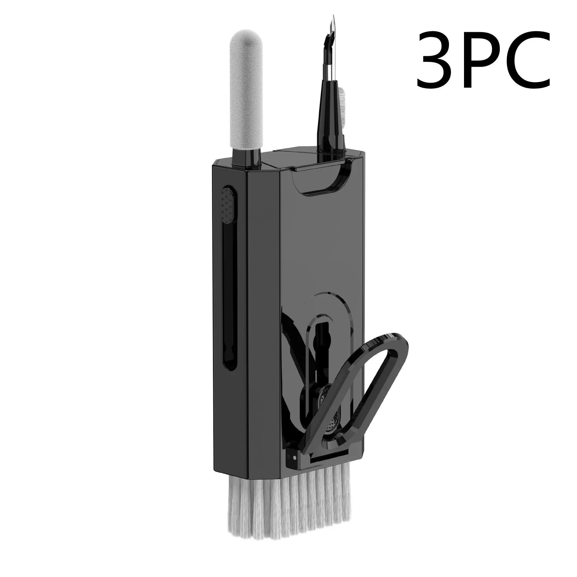 5-in-1 digital cleaning pen with flocking sponge, brush, and metal tip for phones and earphones.
