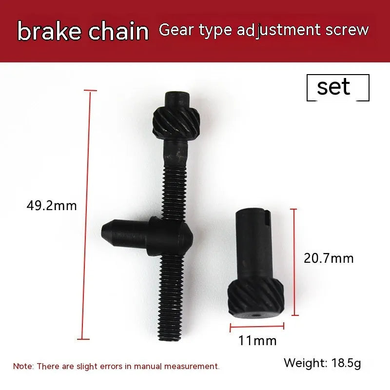 A reel of nylon thread for chainsaw chain tension adjustment mechanisms.