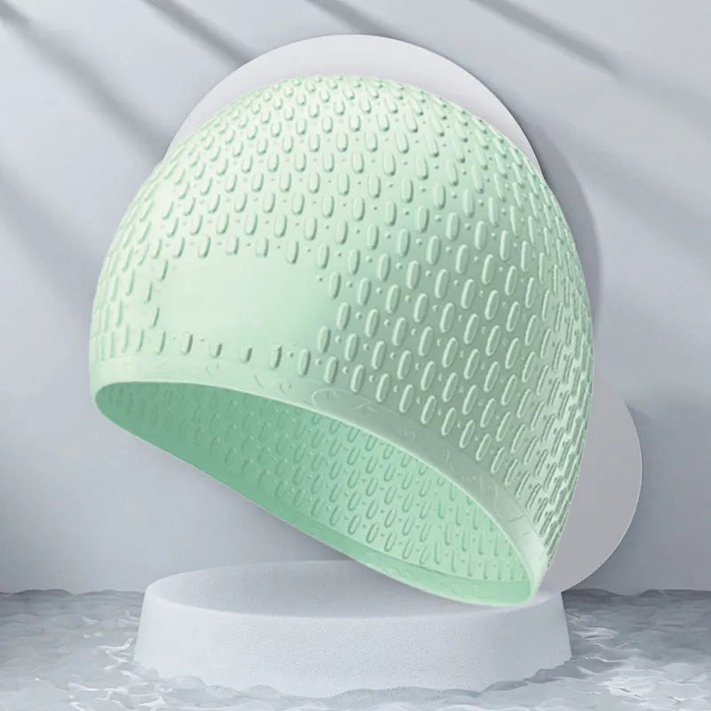 Silicone water drop design swimming cap for adults in multiple colour options