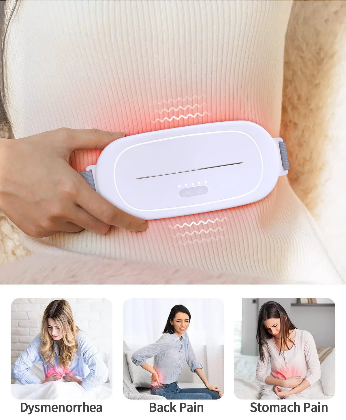 White handheld uterine warming device with control buttons on a plain background.