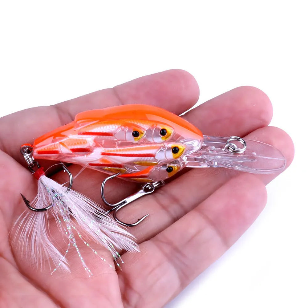 Fish feather hard floating fishing lure in multiple colours for sea fishing