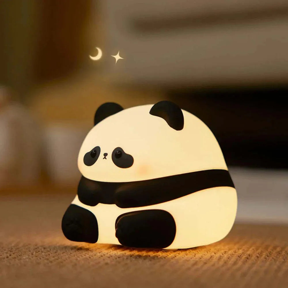 Cartoon panda head-shaped silicone night light for kids bedside