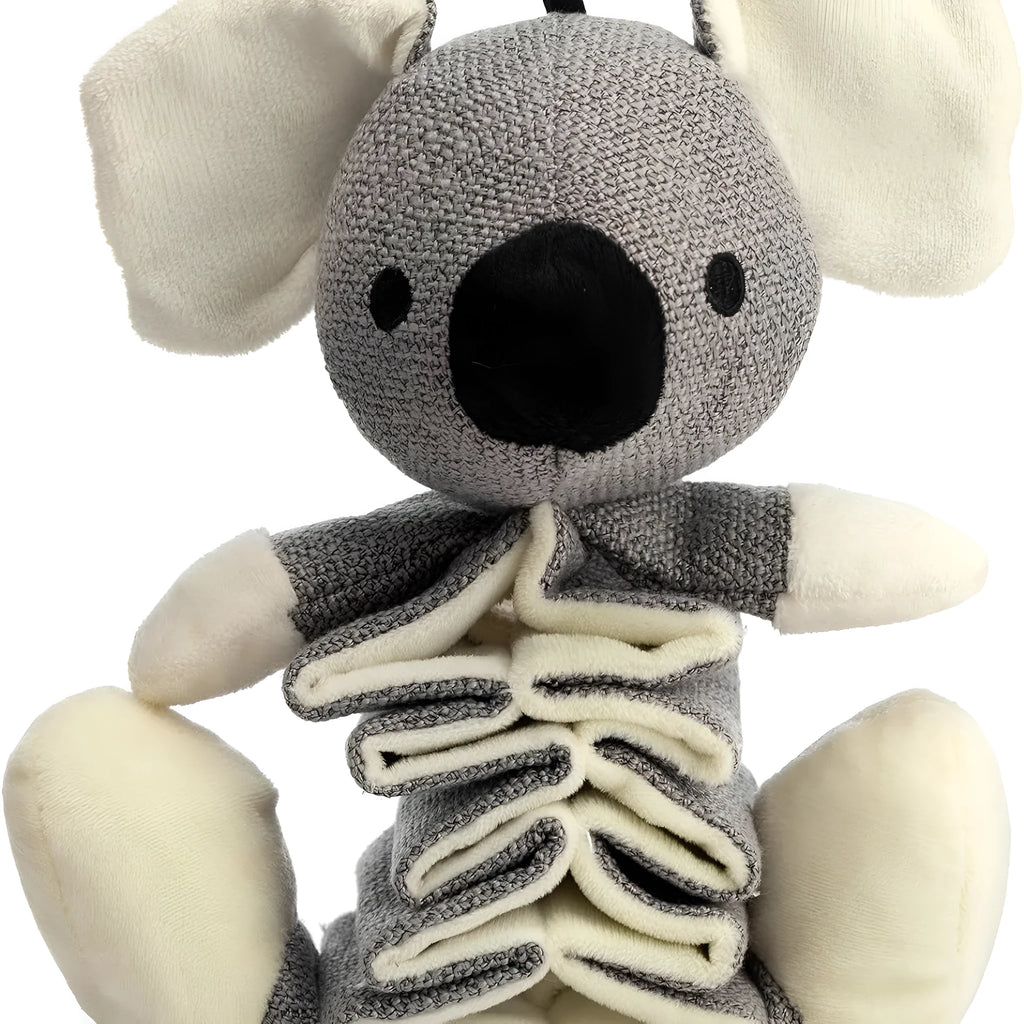 Grey koala plush dog chew toy measuring 30cm with crinkle paper sounds