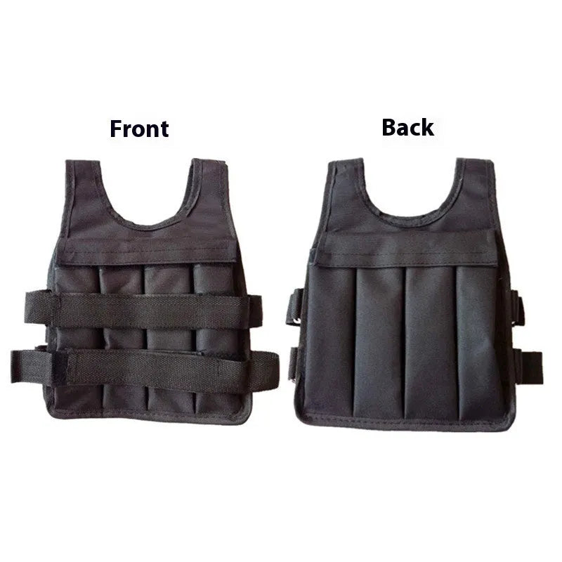 Children's adjustable weighted sand vest in soft voile fabric shown on a mannequin, sized for heights 80cm to 160cm.
