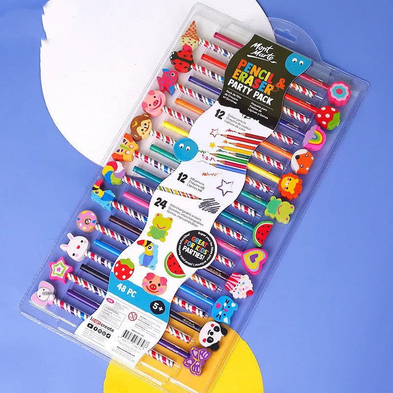24 colour wood cased HB pencils in cartoon packaging set for drawing