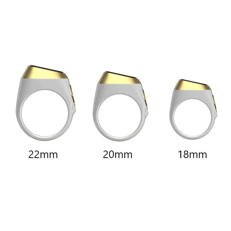 Zikr1 metal smart ring for Tasbih counting with OLED display, shown in silver colour.