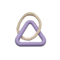 Large triangular cotton rope pull ring dog toy in beige, pink, and purple colour options