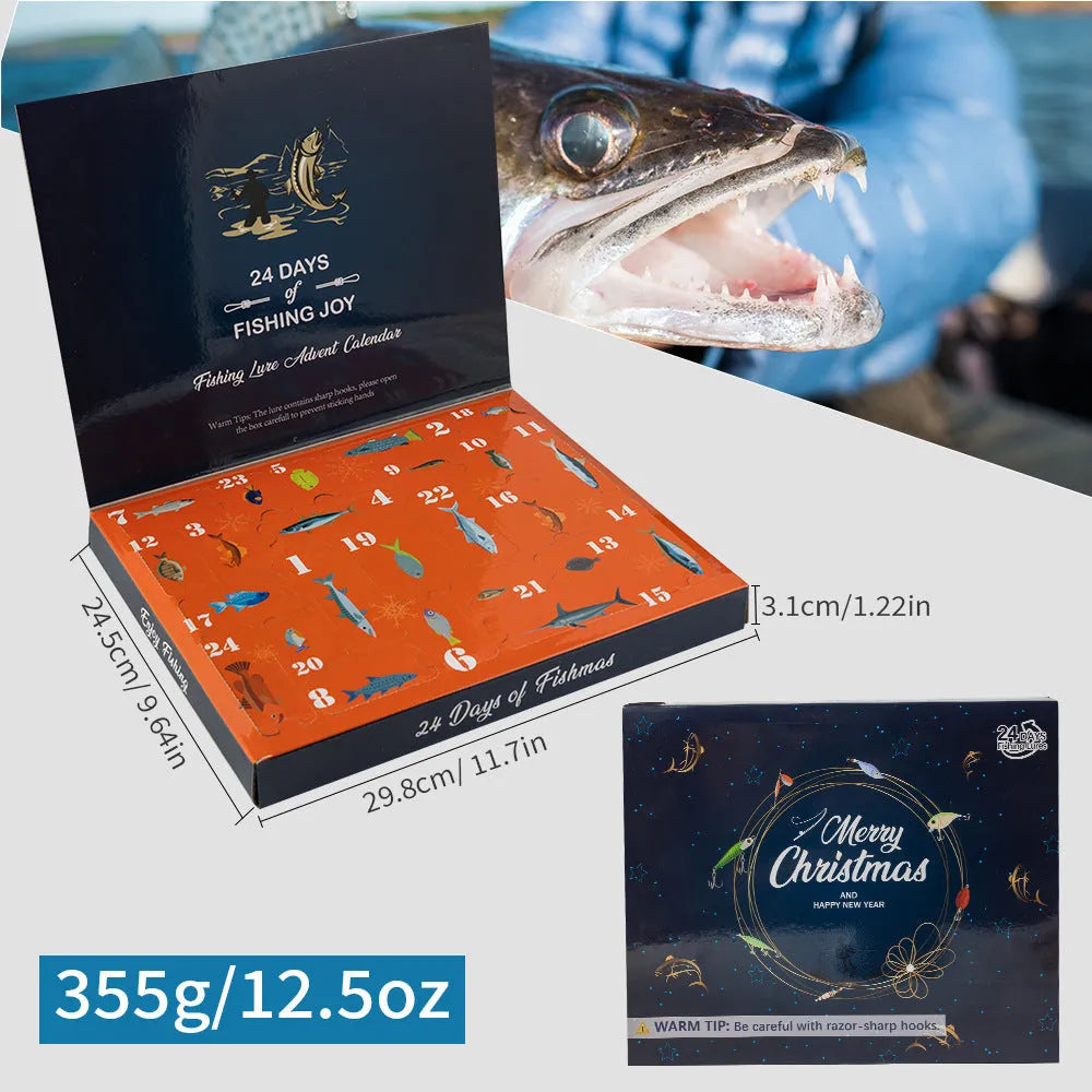 Mino Bog Christmas fishing blind box set with 24 metal pieces in 01 style colour