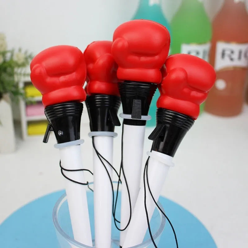 Four stationery boxing press ejection pens with plug-in sleeves and 0.7mm bullet tips