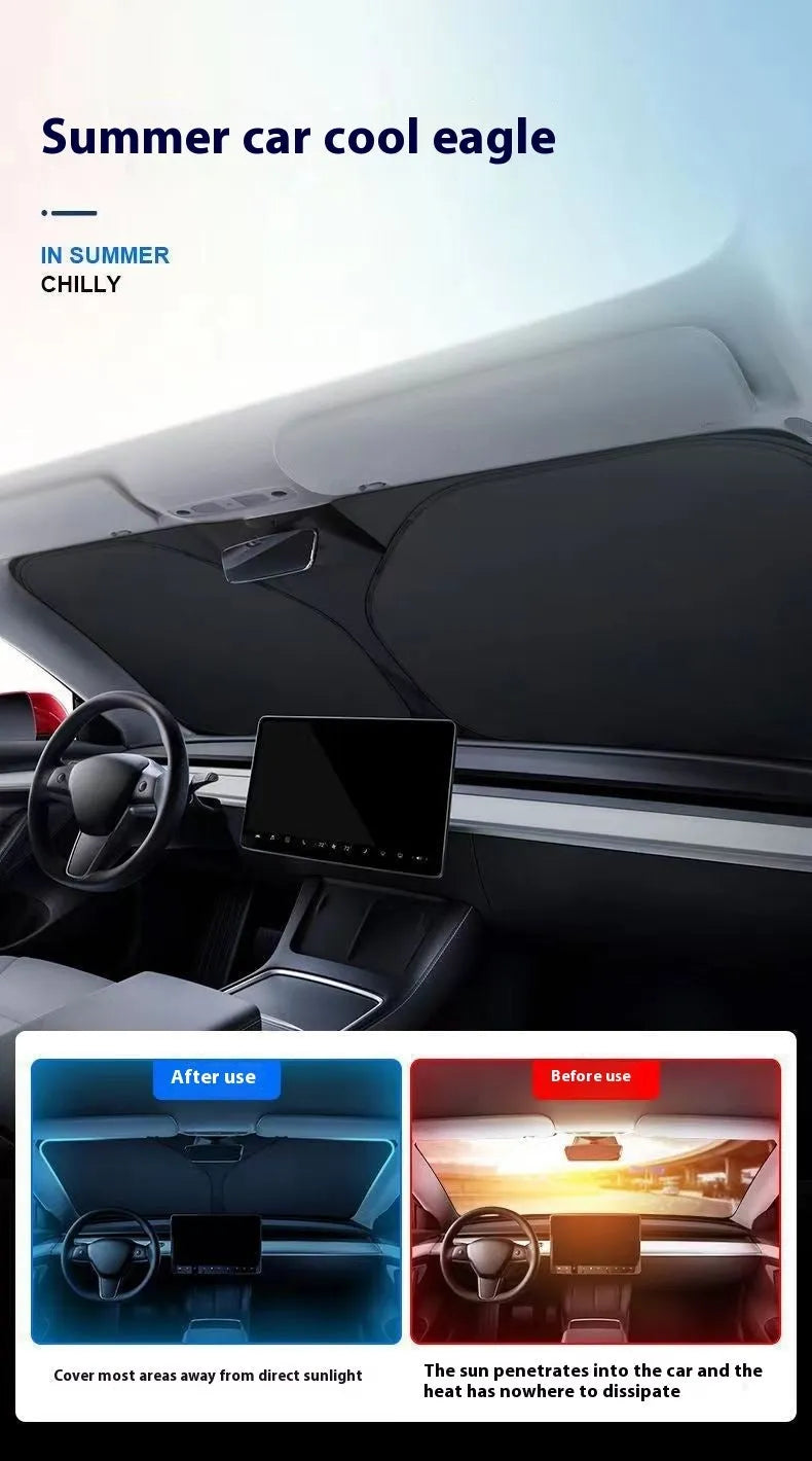 Aluminium foil car sunshade in titanium silver colour showing reflective surface