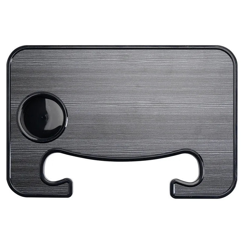 Black foldable car steering wheel tray with laptop and cup holder on ABS plastic stand
