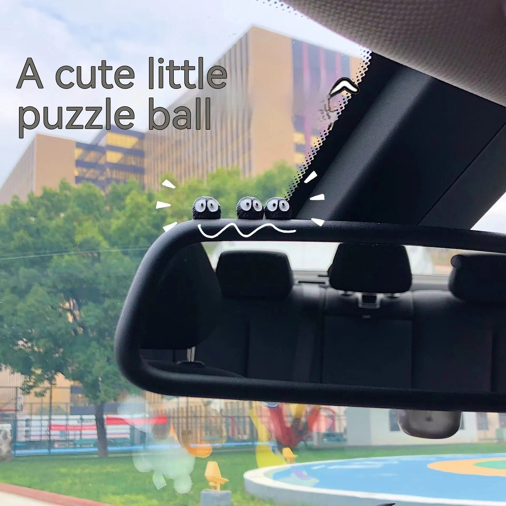 Black cartoon briquette resin car decoration ornament with traceless tape.