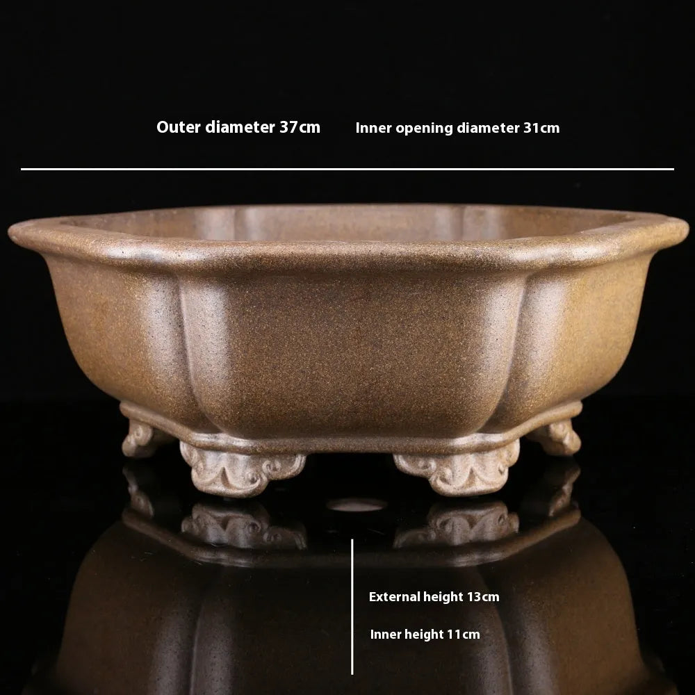 Handmade purple sand bonsai basin for traditional tea plant display