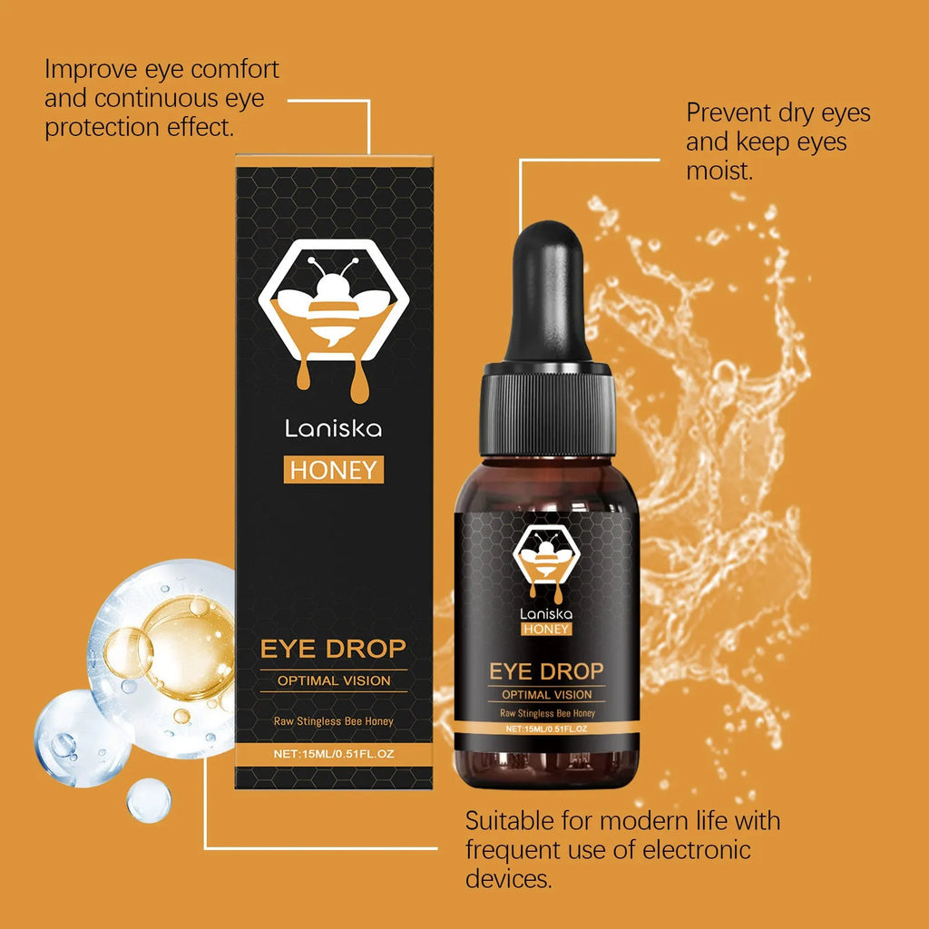 15ml bottle of honey eye drops with dropper for relieving dry eyes and fatigue