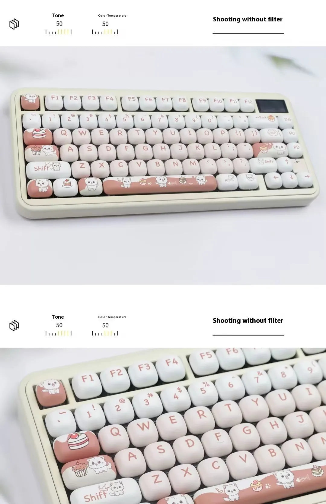 Dessert cat cartoon mechanical keyboard key cap set with MOG round design