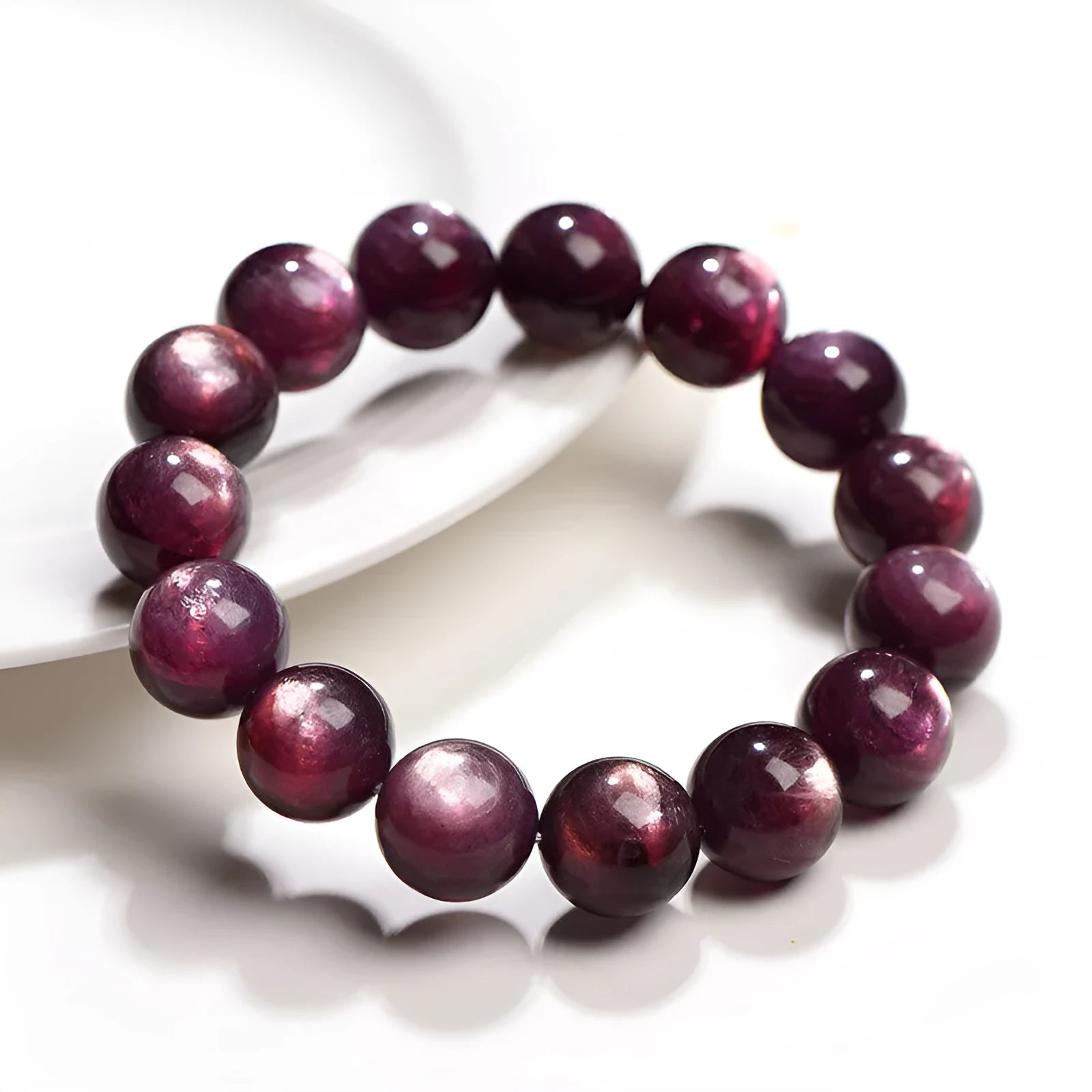 Purple lepidolite crystal bracelet with polished round beads in multiple size options