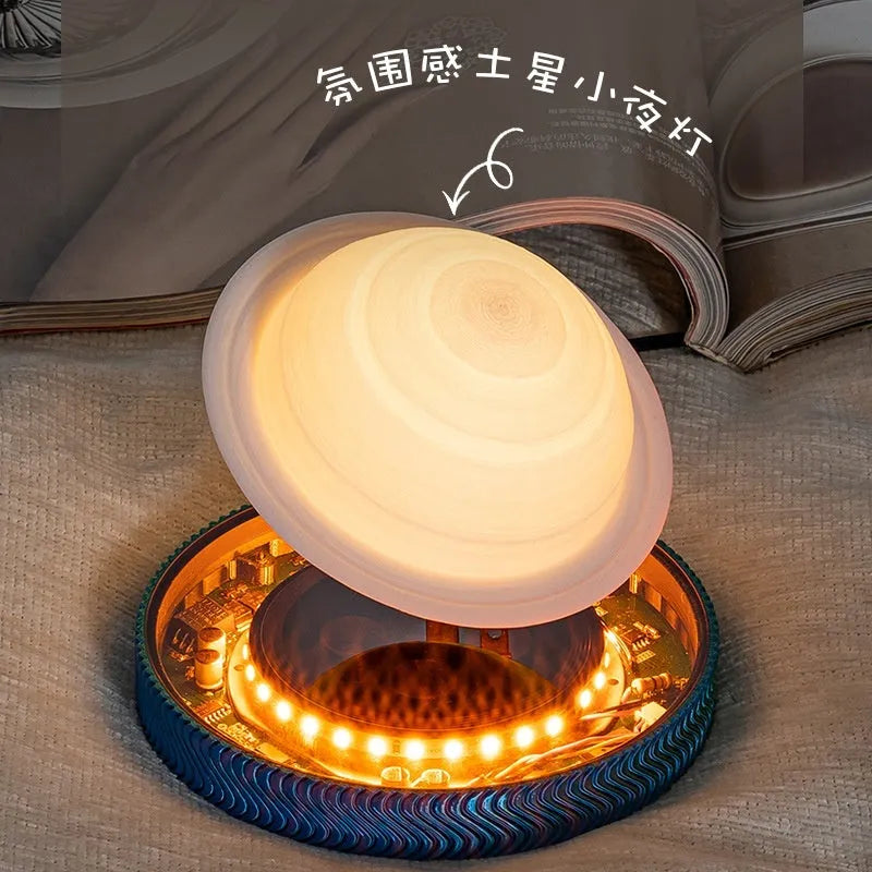 3D printed magnetic suspension night lamp with floating planetary ornament