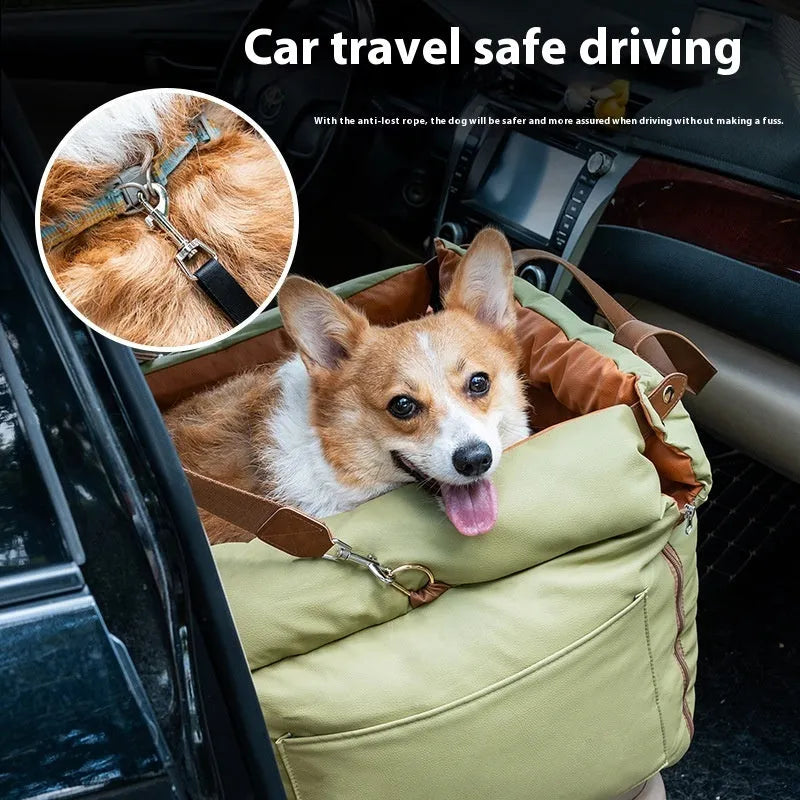 55x50x45cm portable cloth cat car kennel with removable washable cover in brown colour