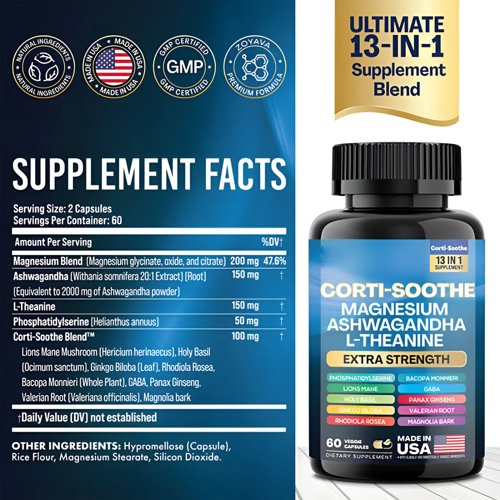 Bottle of 60 Drunken Eggplant magnesium supplement capsules from South Africa.