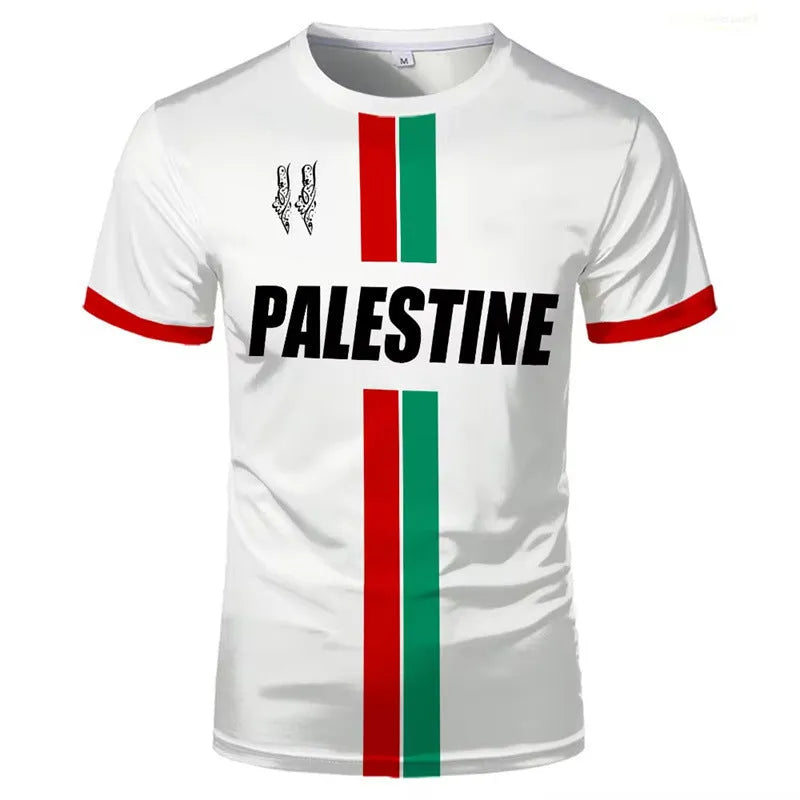 3D printed football pattern T-shirt in spandex fabric with half sleeves