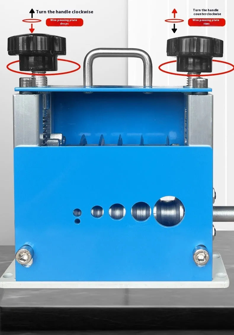 SD-017 manual wire stripping machine showing compact handheld design for electrical work