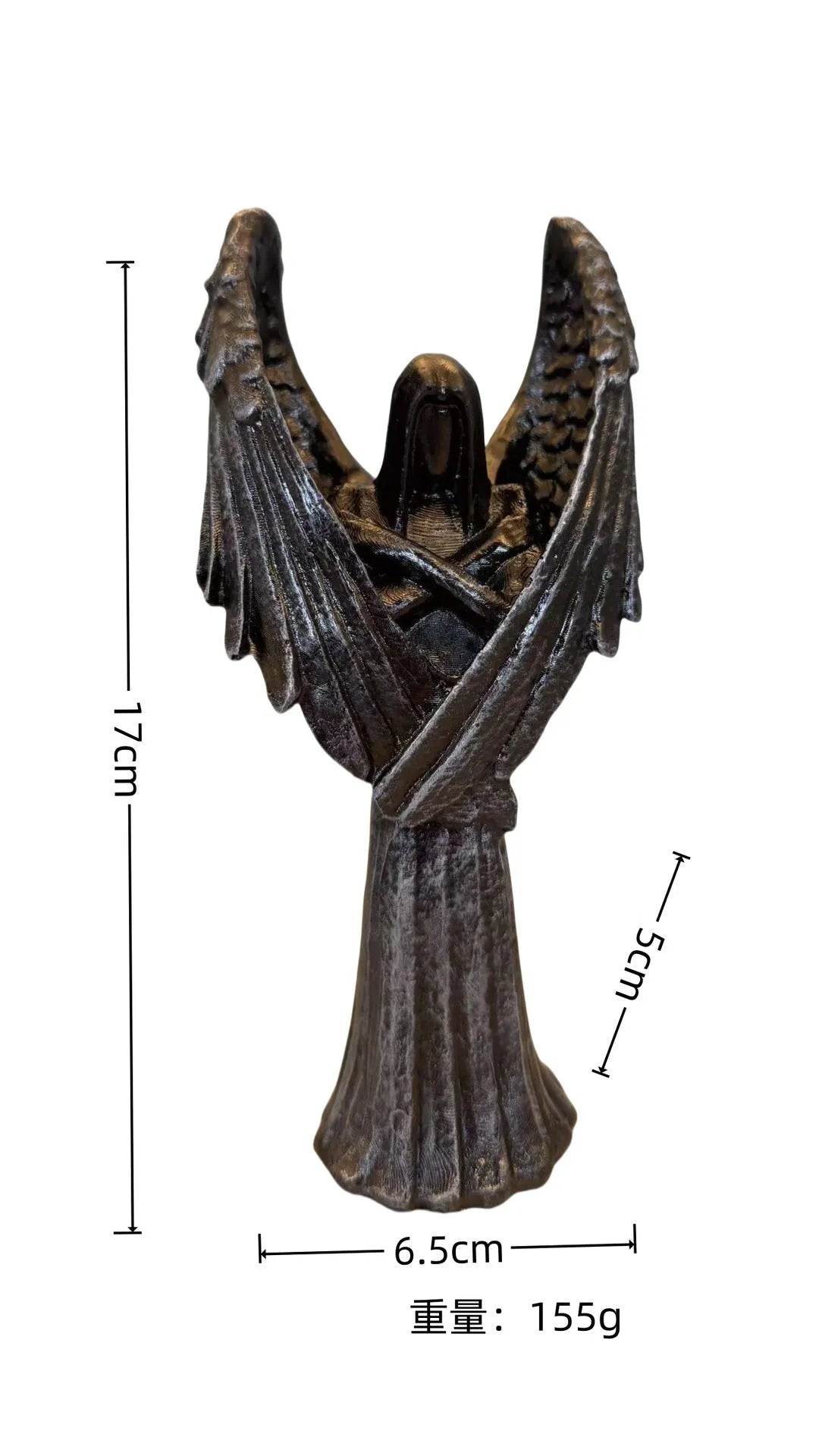 Dark Angel resin statue ornament measuring 17cm tall on a dark background.