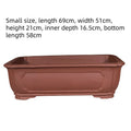 Large rectangular handmade purple clay flowerpot for bonsai or large plants, shown in three size options.