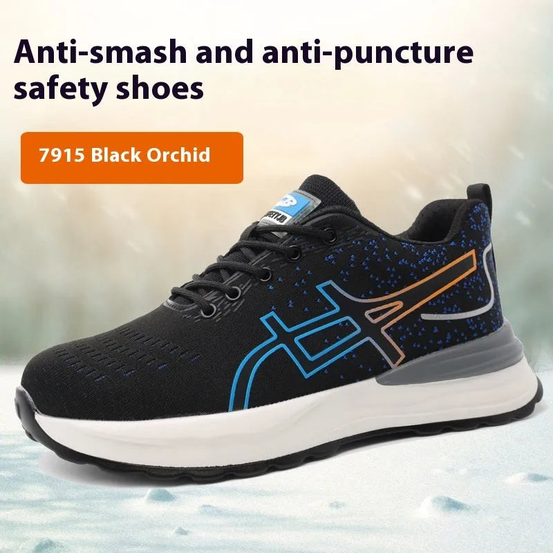 Brown leather safety shoes with rubber sole for industrial foot protection