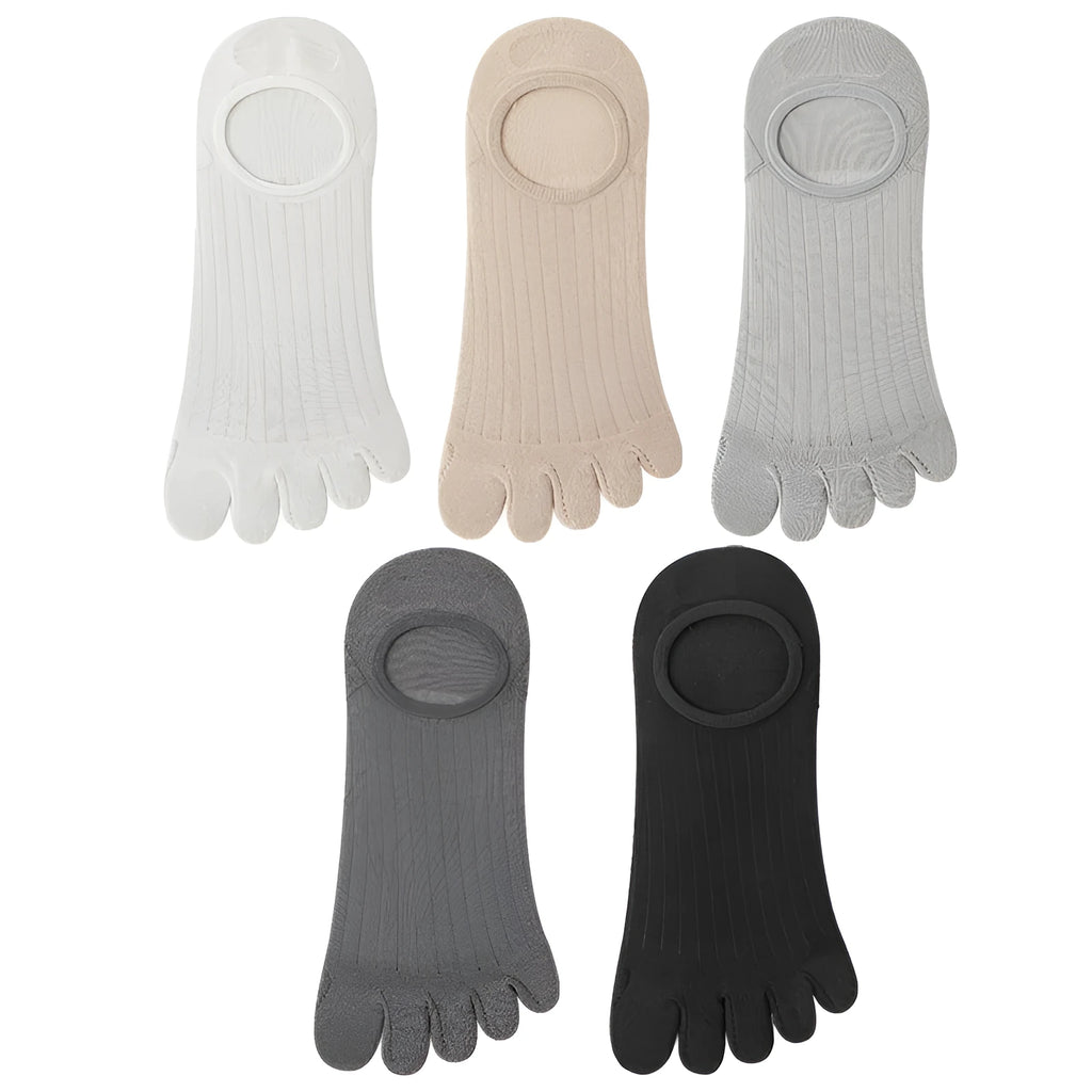 Men's five-finger invisible socks in modal fabric showing toe separation and colour options