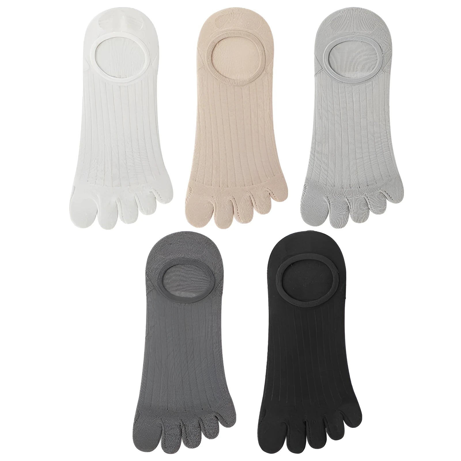 Men's five-finger invisible socks in modal fabric showing toe separation and colour options