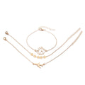 Women's bohemian aircraft map charm bracelet 3-piece set with heart-shaped European and American flight route charms