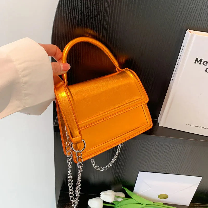 Retro horizontal square PU leather crossbody bag with sewing line detail in six colour options