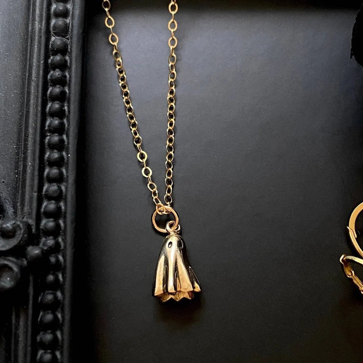 Ghost motif titanium steel pendant necklace with stainless steel chain in twisted cable figaro or mini staple styles