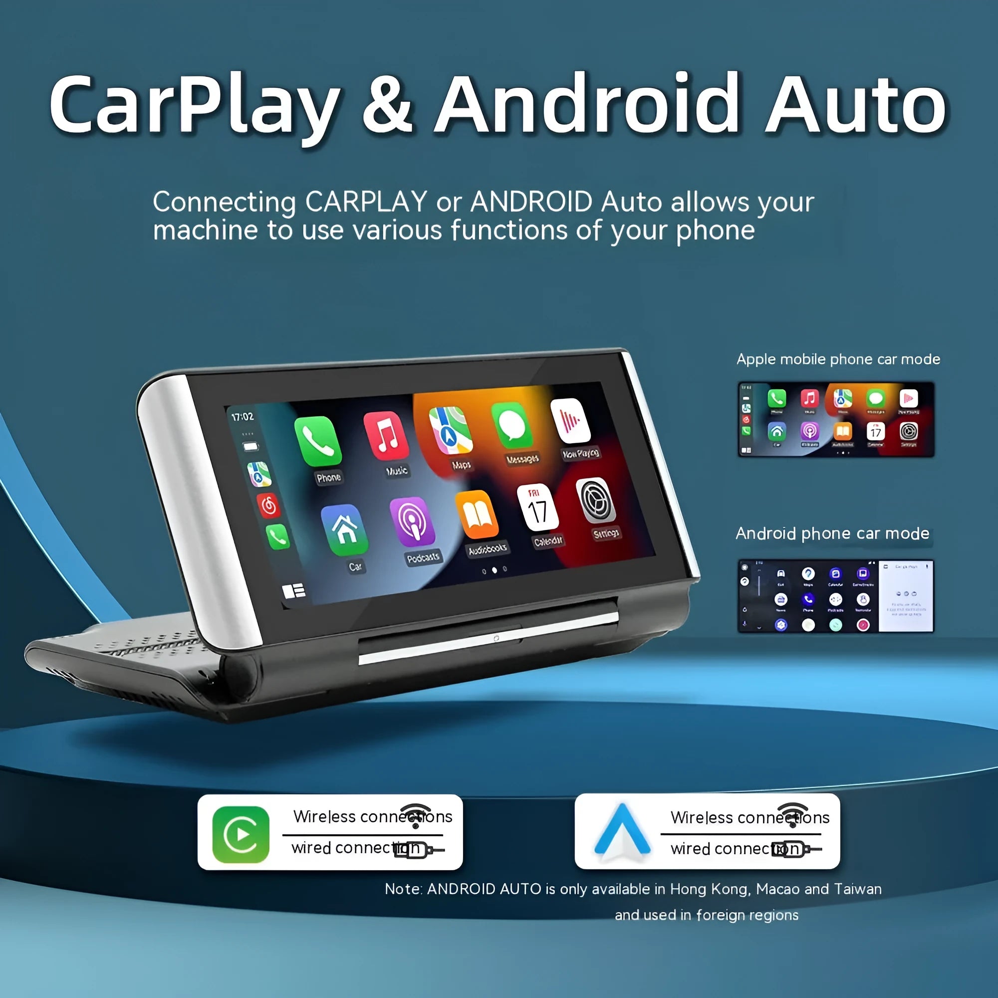 6.86-inch wireless Carplay vehicle MP5 player with cables for installation