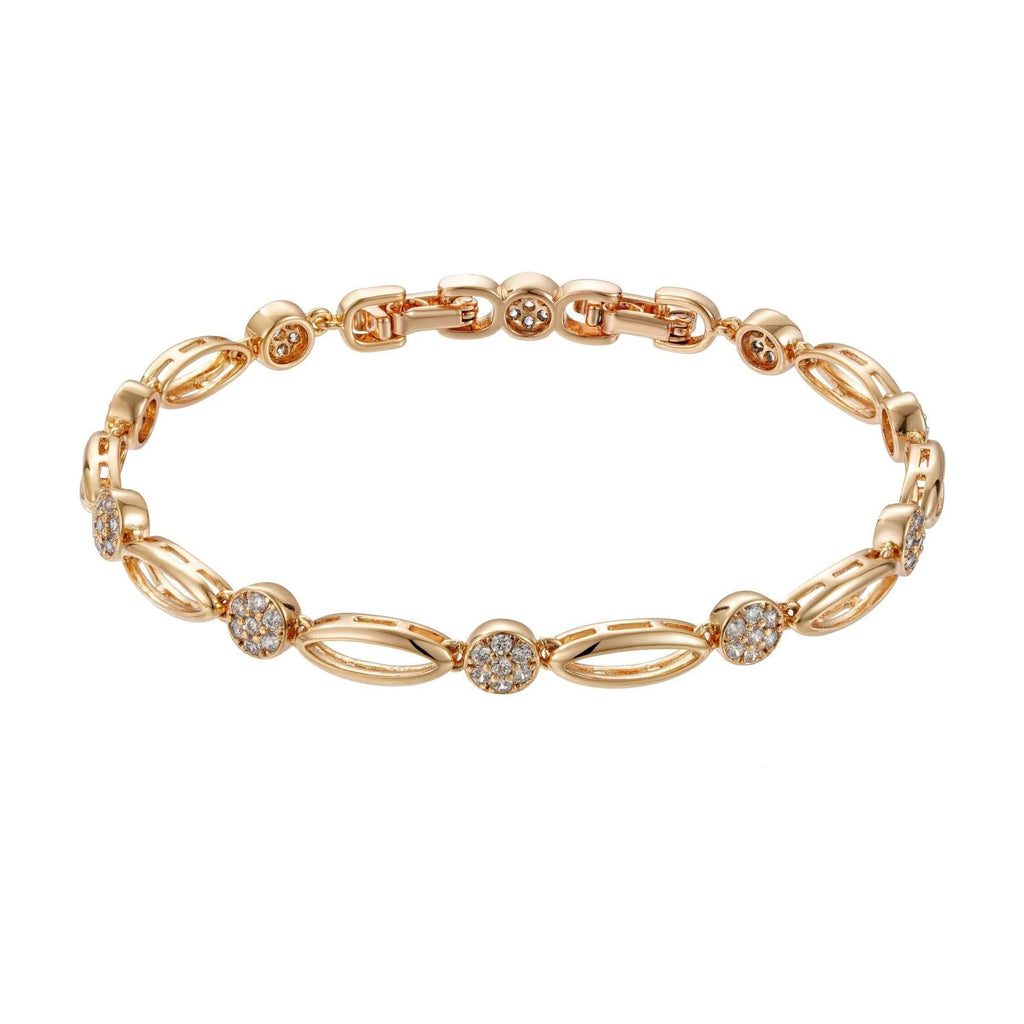 Golden hollow carved copper bracelet with a U-shaped design for women.