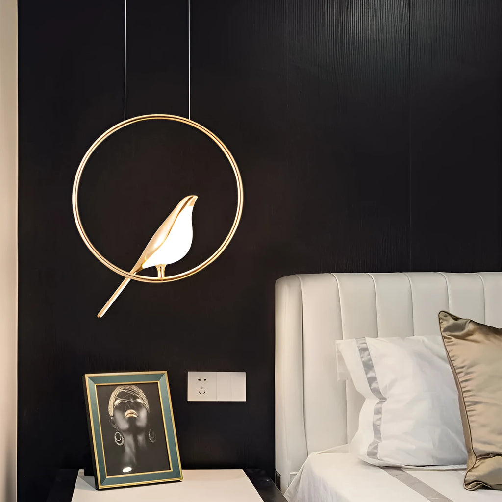 Tall modern minimalist magpie bird design chandelier in zinc alloy and acrylic