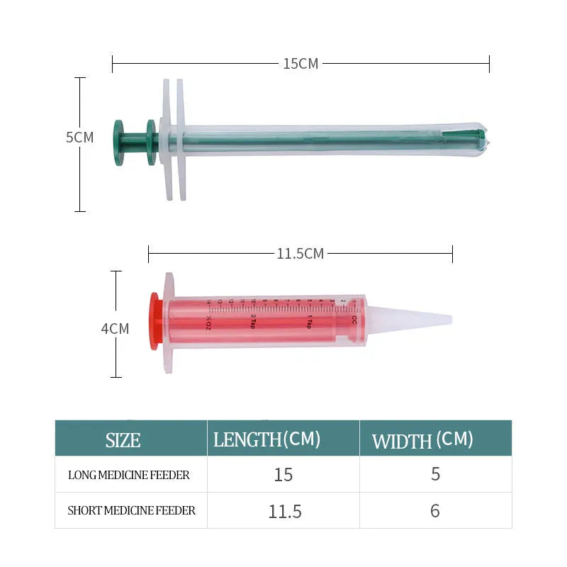 2 piece pet pill shooter with soft tip syringe for small animal medication