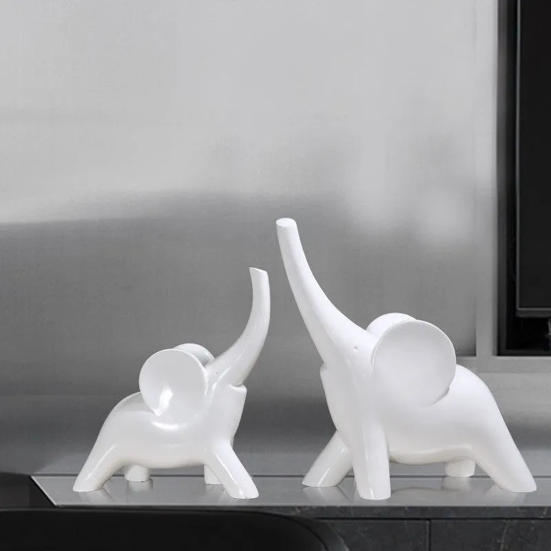 Resin elephant ornament figurine in modern simplicity style available in rose gold or white colour options